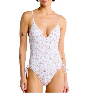 NWOT Betsey Johnson Pink Floral Polka Dot One Piece Swimsuit size XL